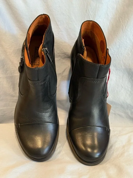 PIKOLINOS Black Leather Ankle Boots with Stacked Brown Heel - Picture 5 of 5